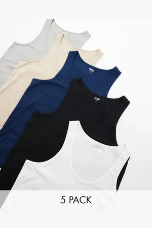 ASOS 5 pack vests in multiple colours