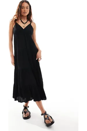 Stradivarius V neck midi dress in
