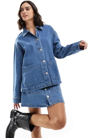 Pieces® Utility denim shacket co-ord in medium
