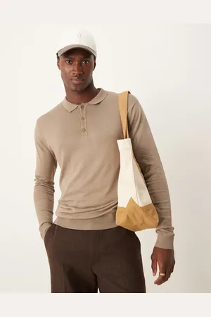 New Look Long sleeve knitted polo in