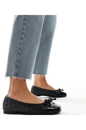 Yours Quilted cap toe ballet pumps
