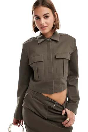 Pretty Lavish Boxy utility shirt co-ord in bark