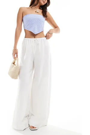 & OTHER STORIES Linen blend wide leg trousers with drawstring waist in