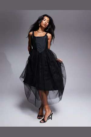 Lace & Beads Corset tulle midi dress in