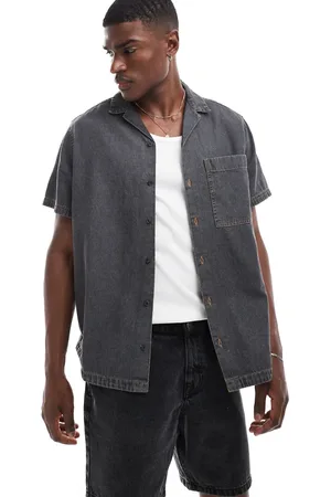 ASOS Relaxed revere denim shirt in washed