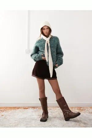 Reclaimed Velvet shorts with lace trim and bow