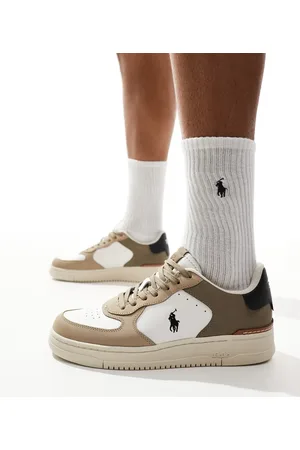 Ralph Lauren Masters Court trainer in white and milkshake