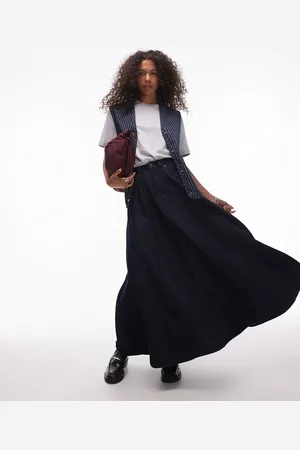 Topshop Denim circle skirt in indigo