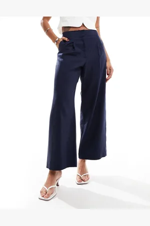 ASOS Raw edge barrel leg tailored trouser with linen in