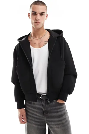 Pull&Bear Heavyweight premium zip through hoodie in
