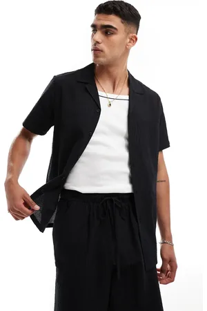South Beach Tonal seersucker stripe beach shirt co-ord in