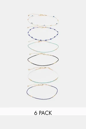 ASOS Pack of 6 anklets with eye and bead design