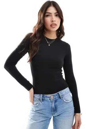 Miss Selfridge Soft touch long sleeve crew neck top in