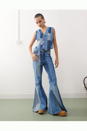 Wrangler Co-ord patchwork flared jeans in