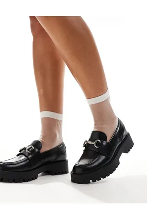 Steve Madden Lando-cn Chunky Loafer in Blak Leather