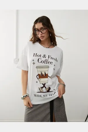 Noisy May Oversized t-shirt with hot cofffee print in