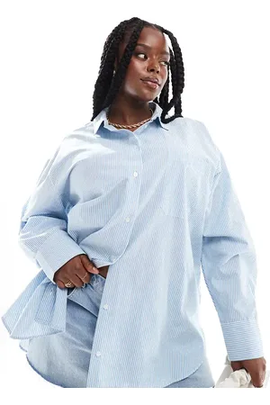 ASOS ASOS DESIGN CURVE oversized shirt in blue and white stripe