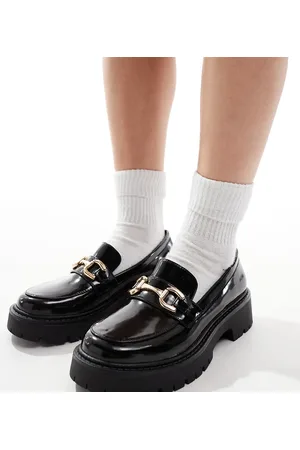 London Rebel London Rebel Perdy wide fit metal trim chunky loafers in