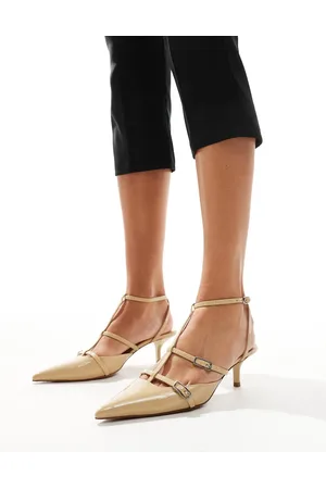 MANGO Pointed buckle heel in beige