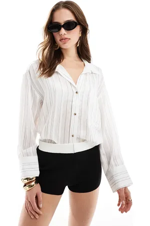 MANGO Sheer stripe shirt in