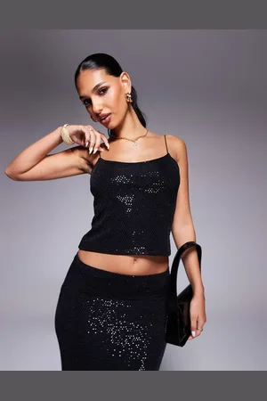 ASOS Co-ord glitter foil fitted scoop cami in
