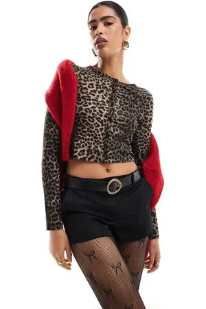 Stradivarius Cropped cardigan in leopard