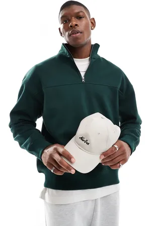 Pull&Bear 1/4 zip sweatshirt in bottle