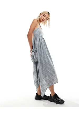 COLLUSION Broderie babydoll dress with utility pocket washed