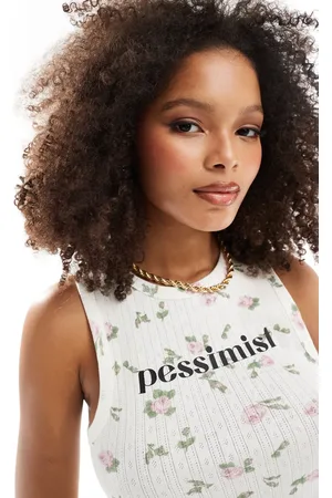 ASOS Vest with pessimist graphic in all over floral print