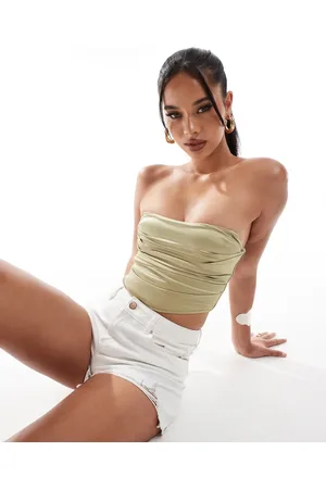 ASOS Satin corset top in sage