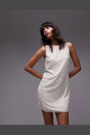 MANGO Capsule rhinstone shift mini dress in