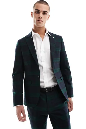 Twisted Tailor Suit jacket in green and navy check co-ord