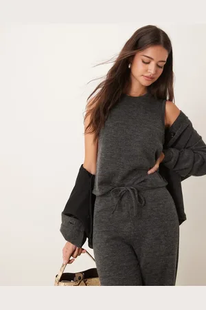 VILA Mix & match premium jersey sleeveless top co-ord in dark