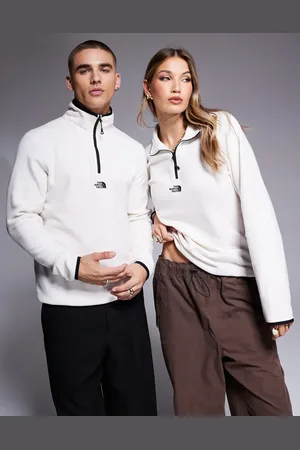 The North Face Glacier 1/4 zip central logo fleece in off