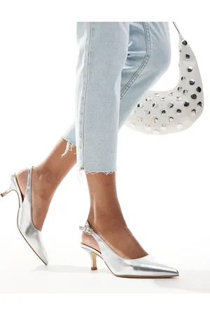 SEQWL Pointed sling back kitten heeled shoes in