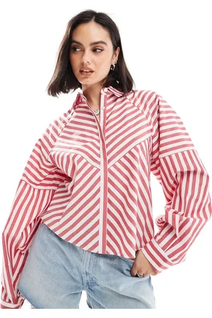 ASOS Spliced detail volume sleeve shirt stripe