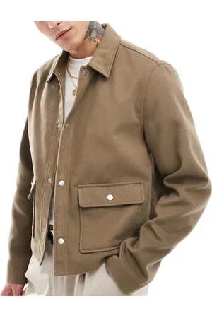 ASOS Wool look cropped harrington jacket in tan