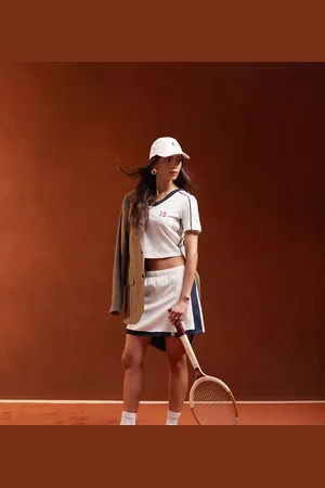 Pieces® Sport Core skort co-ord with side stripe in and navy