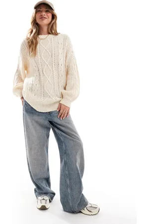 Brave Soul Oversized cable knit jumper in oatmeal