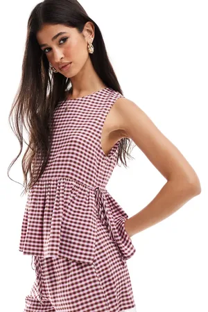 ASOS Tie side swing top in two tone gingham