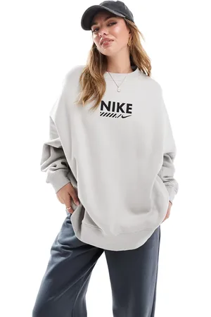 Nike Swoosh graphic oversized sweatshirt in light