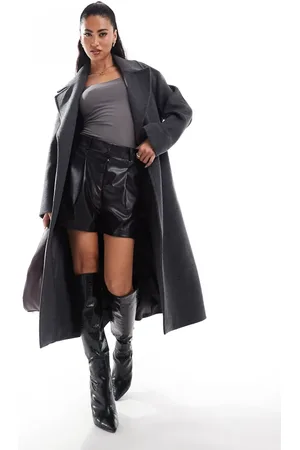 Forever New Oversized wrap coat in charcoal marl