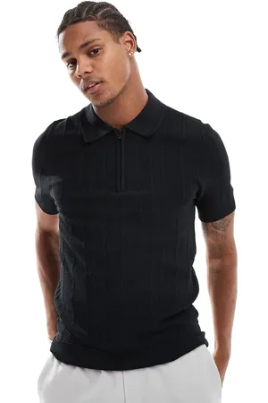 River Island Muscle fit knitted herringbone polo in