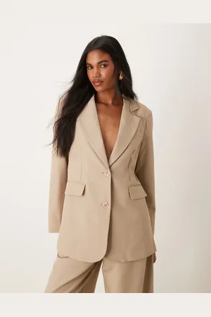 VILA Oversized dad fit blazer co-ord in stone