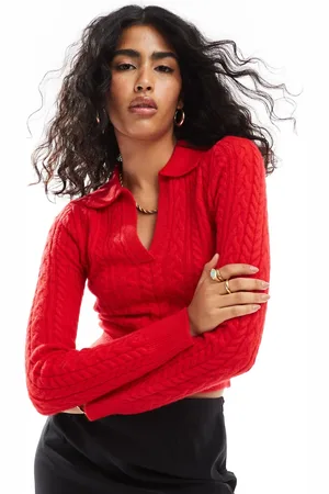 Bershka Cable polo neck jumper in