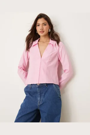 Miss Selfridge Poplin fitted shirt in stripe