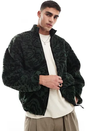 Only & Sons Zip thorugh fleece with paisley print in dark