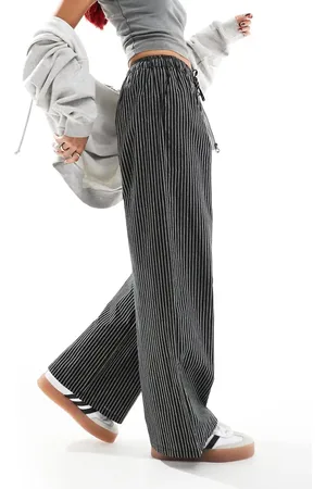 Daisy Street Wide leg pull on trousers in and white stripe