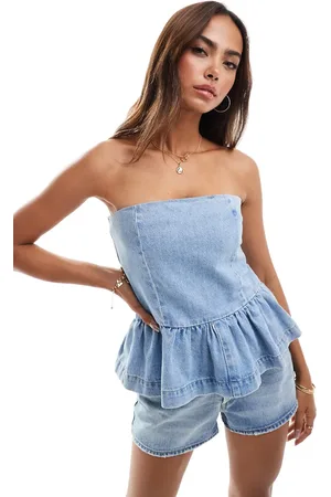 ASOS Denim drop waist bandeau in bleach