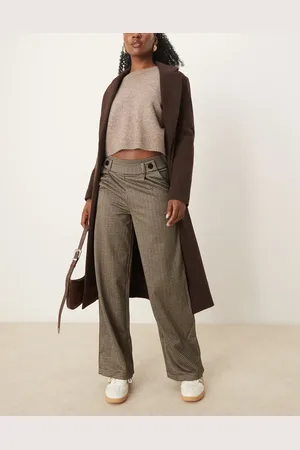 JDY Button detail tailored trousers in check